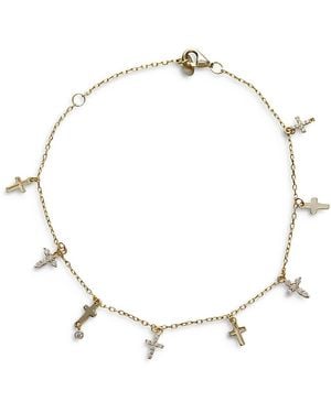 Argento Vivo Cubic Zirconia 18K Plated Sterling Cross Dangle Bracelet - Natural