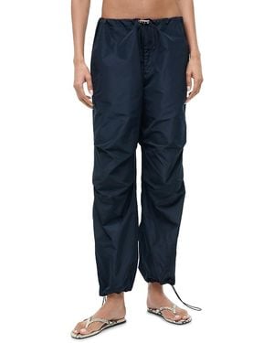 STAUD Dash Silk Blend Drawstring Pants - Blue