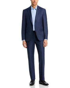 Jack Victor Esprit Regular Fit Melange Tonal Windowpane Suit - Blue
