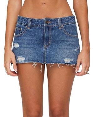 Edikted Nylah Distressed Denim Mini Skort - Blue