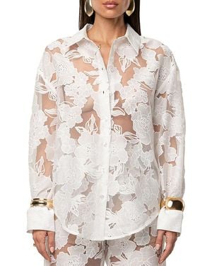 JLUXLABEL Organza Floral Blouse - Natural