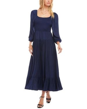 Karen Kane Blouson Sleeve Smocked Midi Dress - Blue