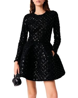 Maje Royalvelours Velvet Rhinestone Mini Dress - Black