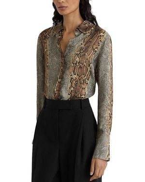 Reiss Lyla Snakeskin Print Shirt - Black