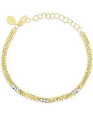 Meira T 14K Diamond Station Double Chain Link Bracelet - Metallic