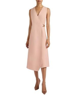 Santorelli Ursa Sleeveless Faux Wrap Dress With Metal Buckle - Pink