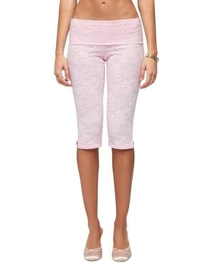 Edikted Talisa Foldover Lace Capri Leggings - Pink