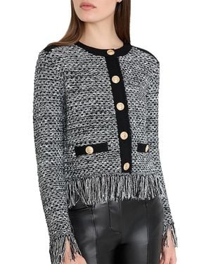 MILLY Kaia Crewneck Cardigan Sweater - Gray