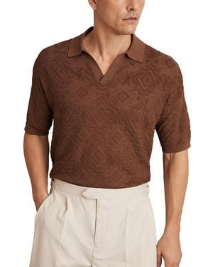 Reiss Banks Aztek Plush Polo Shirt - Brown