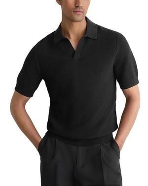 Reiss Leon Basket Stitch Polo Shirt - Black