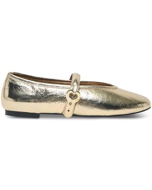 Maje Metallic Leather Ballet Flats