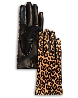 Bloomingdale's Cashmere Lined Animal Print Calf Hair Tech Gloves - Black