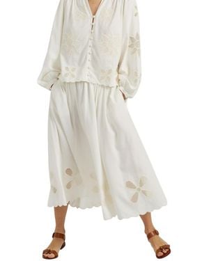 Chinti & Parker Linen-Blend Broderie Skirt - Natural