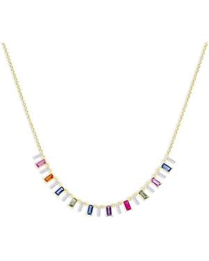 Meira T 14K & Sapphire & Diamond Droplet Necklace, 16 - Metallic