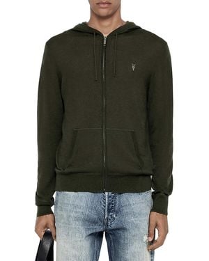 AllSaints Mode Merino Wool Slim Fit Full Zip Hoodie - Green