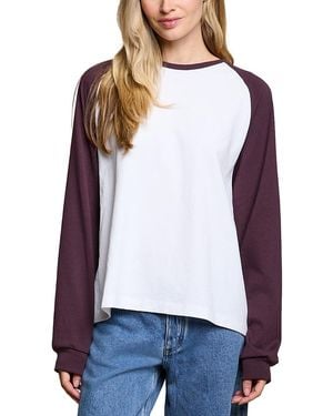 PERFECTWHITETEE Jacky Cotton Jersey Long Sleeve Crewneck Baseball Tee - Purple