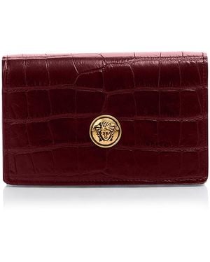 Versace Croc Embossed Leather Mini Bag - Purple