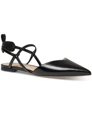 Fendi Polished Leather Slingback Flats - Black