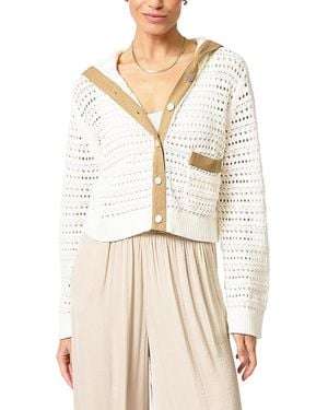 Central Park West Avery Mixed Media Hooded Cardi - Natural