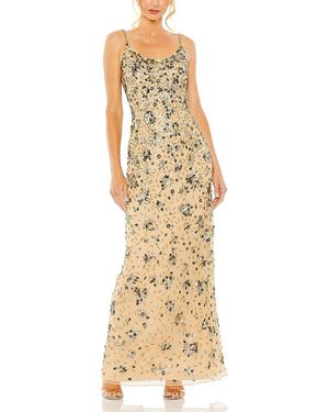 Mac Duggal Floral Embellished Scoop Neck Evening Gown - Metallic