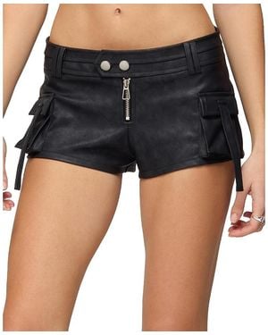 Edikted Washed Micro Cargo Shorts - Black