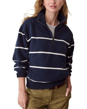 Marine Layer Cloud 9 Cotton Blend Fleece Half Zip Sweatshirt - Blue