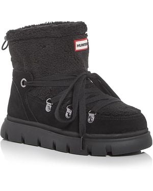 HUNTER Moriah Faux Fur Waterproof Booties - Black