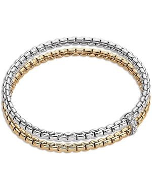 Fope 18K & Eka Diamond Rondelle Double Row Flex'It Bracelet - Metallic