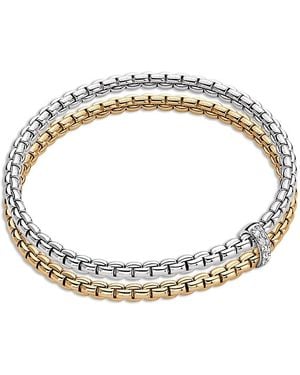Fope 18K & Eka Diamond Rondelle Double Row Flex'It Bracelet - Metallic