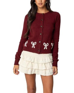 Edikted Rona Bow Knit Cardigan - Red