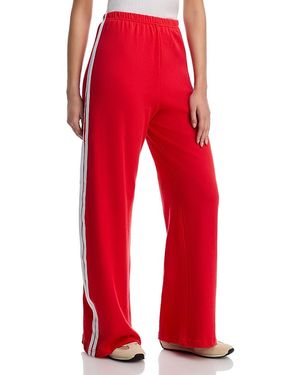 Aqua Simone Side Stripe Wide Leg Sweatpants - Red