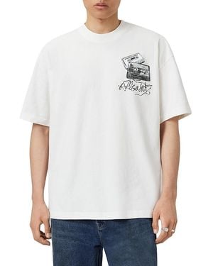 AllSaints Oversized Reel Logo Graphic Tee - White