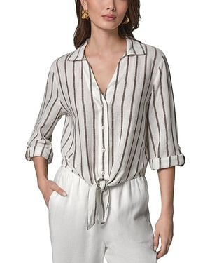 Donna Karan Weekend Donna Karan New York Tie Hem Roll Tab Shirt - Gray