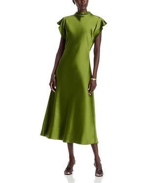 Tanya Taylor Adrien Mock Neck A Line Dress - Green