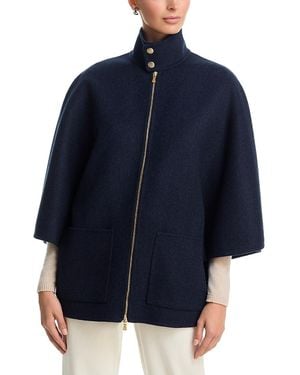 Eleventy Zip Front Wool Blend Cape Jacket - Blue
