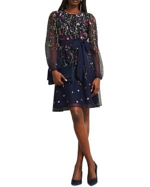 Hobbs Petite Emmy Embroidered Dress - Blue