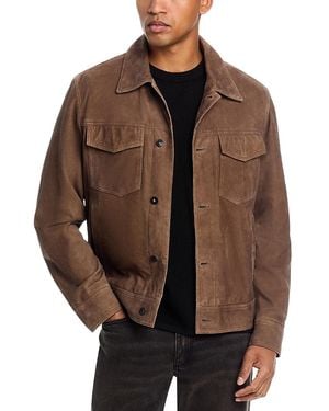 Rag & Bone Suede Trucker Jacket - Brown