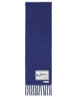 Lanvin Fringed Wool Scarf With 22 Faubourg Label - Blue