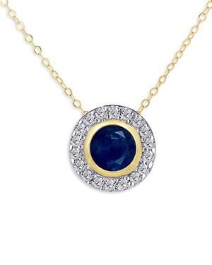 Moon & Meadow 14K Sapphire & Diamond Halo Stud Pendant Necklace, 18 - Blue