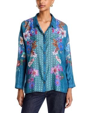 Johnny Was Luisa Silk Shirt - Blue