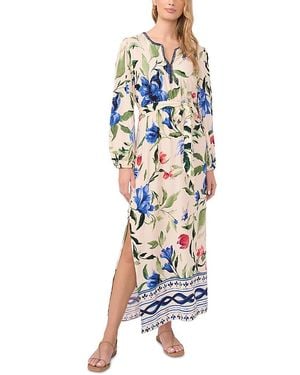 Vince Camuto V Neck Long Sleeve Maxi Dress - Blue