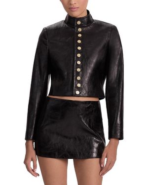 Alice + Olivia Emerson Vegan Military Jacket - Black