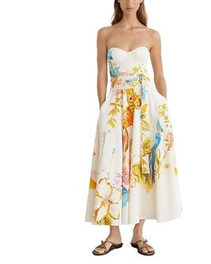 Reiss X Nybg Ss26 Corset Detail Floral Dress - Metallic