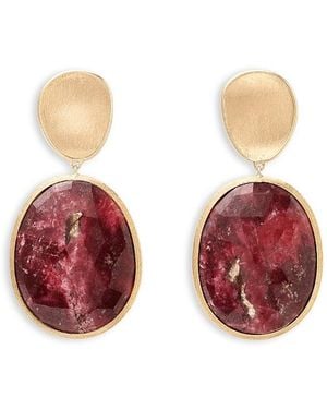 Marco Bicego 18K Lunaria Thulite Oval Drop Earrings - Red