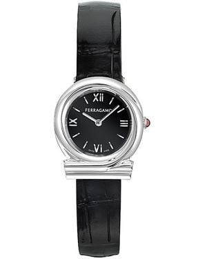 Ferragamo Gancini Twisted Leather Watch, 28Mm - White