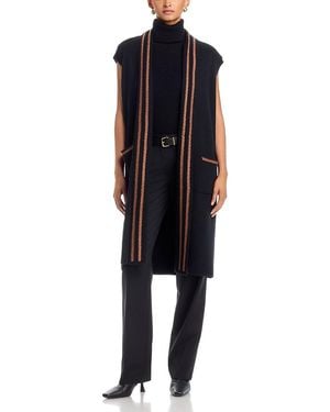 Tahari Open Front Long Cardigan Sweater - Black
