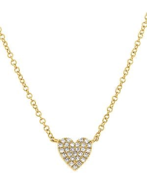 Moon & Meadow 14K Diamond Pave Small Heart Pendant Necklace, 0.09 Tcw - Metallic