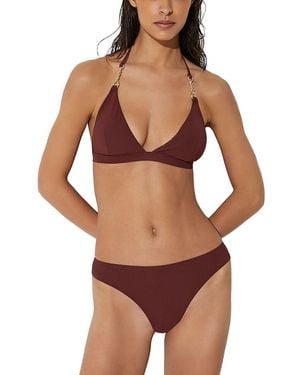 Reiss Trim Detail Triangle Bikini Top - Brown
