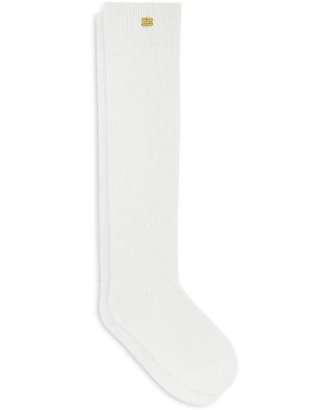 Ganni Wool Yak Mix High Socks - White