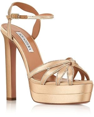 Aquazzura Crystal Platform Sandals - Pink